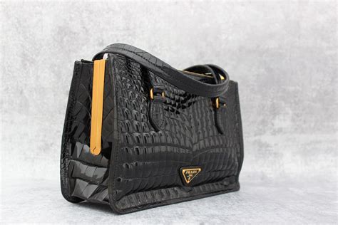 prada hand bag black|used prada handbags black crocodile.